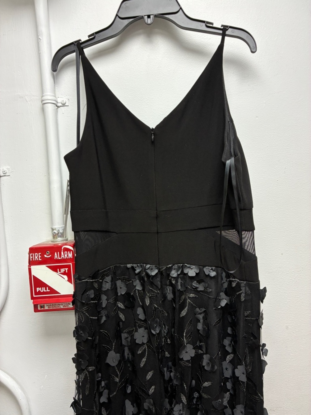 Xscape Black Floral Appliqué V-Neck Maxi Dress with Slit - Picture 10 of 11